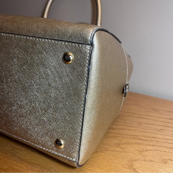 Michael Kors Gold Leather Cindy Dome Satchel - Picture 7 of 13